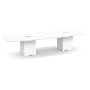 12ft Boat Shape, cube base Conference Table: WHITE CUBBS4238NWHTWHT