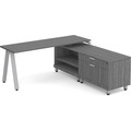 Signature L-Shape Desk 71" x 72" - Newport Grey with Silver Legs