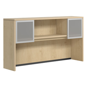 CLAHU2002- Hutch with 2 Silver Frame Glass Doors- Maple/Silver Glass