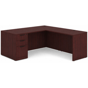 CLALD2038- Classic L-Shape Desk 66" W x 30" D with 42" Return and Box/Box/File Pedestal- Mahogany