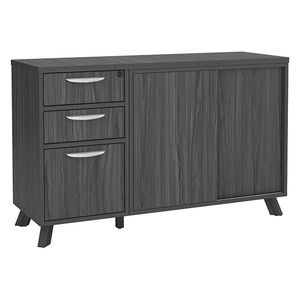 PL245 - FLEX CREDENZA W/PEDESTAL AND CABINET - Coastal Gray