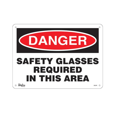 Safety Glasses Required Sign - 14" x 10" - Plastic - English