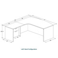 Classic L-Shape Bowfront Workstation 83" x 71" with Left Hand Return and Box/File Pedestal - Cherry