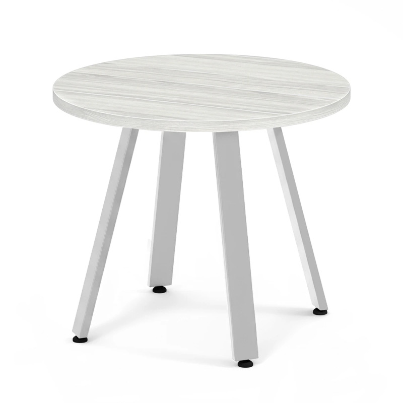 Signature Round Meeting Table 36" - Silver Birch with Silver Metal Legs