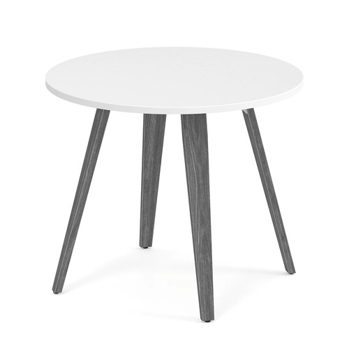 Signature Round Meeting Table 36" - White with Newport Grey Wood Legs