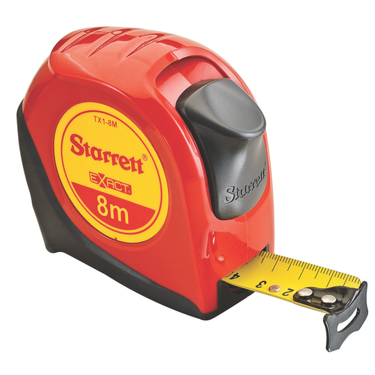 STARRETT KTX1-8M-N Exact 1'' x 8m Metric Pocket Tape, Graduated in Millimeters