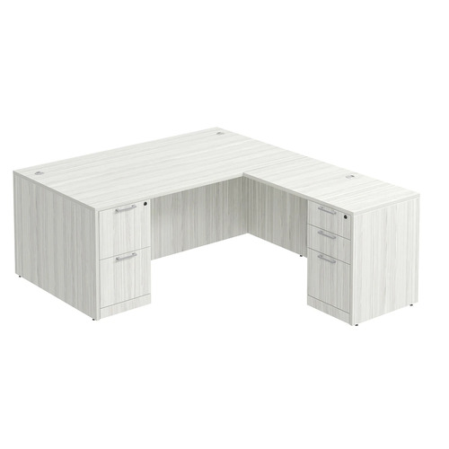 Classic L-Shape Desk 78" x 71" with 2 Full Pedestals - Silver Birch