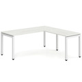 Elements L-Shape Desk 66" x 72" x 30"D - Silver Birch with White Legs
