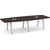 10' Boat Shape, Signature Conference Table: Espresso Top, Silver Metal VA Leg