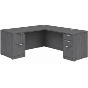 CLALD1036- Classic L-Shape Desk 60" W x 30" D with 47" Return and 2 Full Pedestals- Coastal Gray