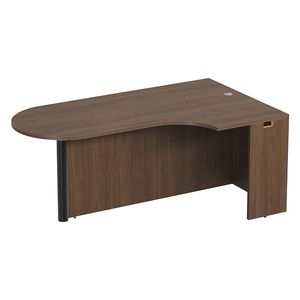PL133R CORNER EXT. BULLET DESK w/POST - RIGHT- Modern Walnut & Black