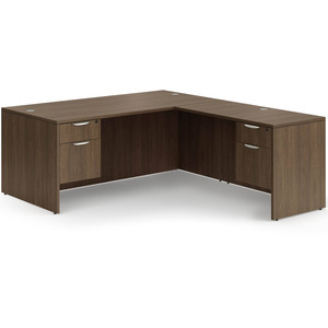 CLALD1035- Classic L-Shape Desk 60" W x 30" D with 47" Return and 2 Box/File Pedestals- Modern Walnut