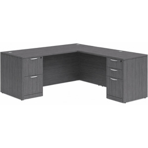 CLALD2048- Classic L-Shape Desk 71" W x 36" D with 42" Return and 2 Full Pedestals- Coastal Gray