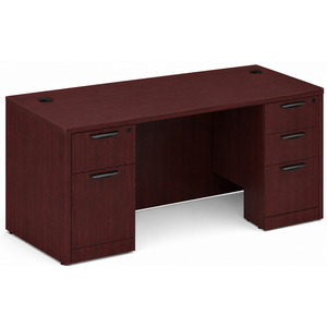 CLASD1028- Classic Desk 66" W x 30" D with Two Full Pedestals- Mahogany
