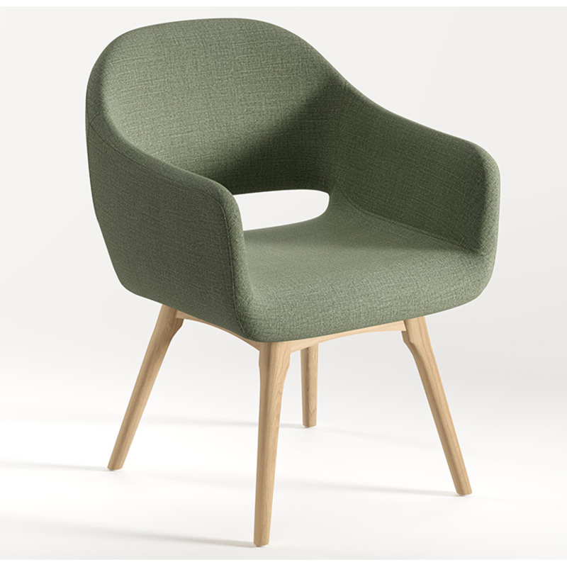 CHK68088GRN0707 - SARON GUEST CHAIR - Green with wood base