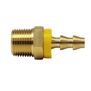 Polyurethane Brass Hose End (1/4" Push On Barb, 3/8" Male NPT) Bulk Packed