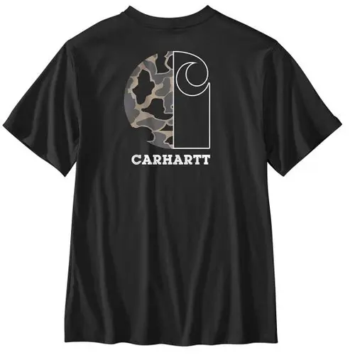 CARHARTT 107183 - Relaxed Fit Lightweight Short-Sleeve Pocket Camo Graphic T-Shirt - Black