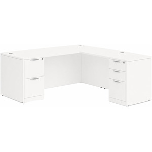 CLALD2048- Classic L-Shape Desk 71" W x 36" D with 42" Return and 2 Full Pedestals- White