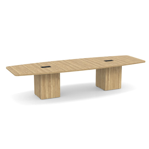 Boat-Shape Conference Table 12 Ft with Cube Base - Aspen