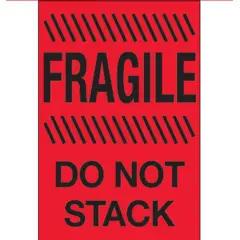 4 X 6" "FRAGILE-DO NOT STACK" RED LABELS 500/RL   DL1192