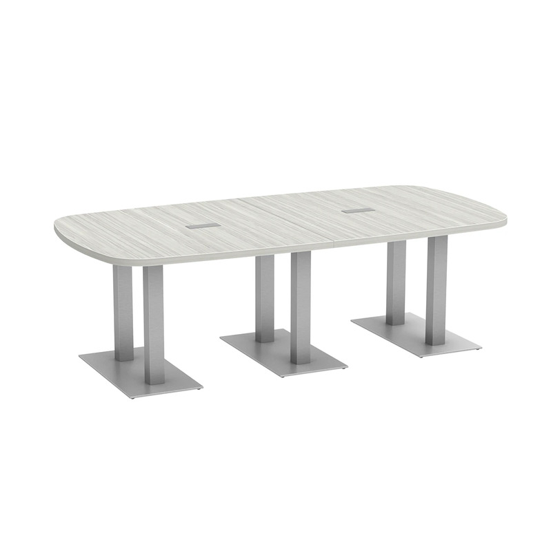 Arena Conference Table 8 Ft with Palmer Brushed Double Base - Silver Birch