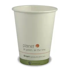 PLC-12 12 OZ WHITE PAPER HOT CUP, PLANET+, COMPOSTABLE, 1000/CS