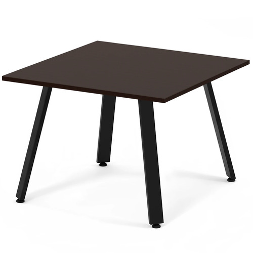 Signature Square Meeting Table 42" - Espresso with Black Metal Legs
