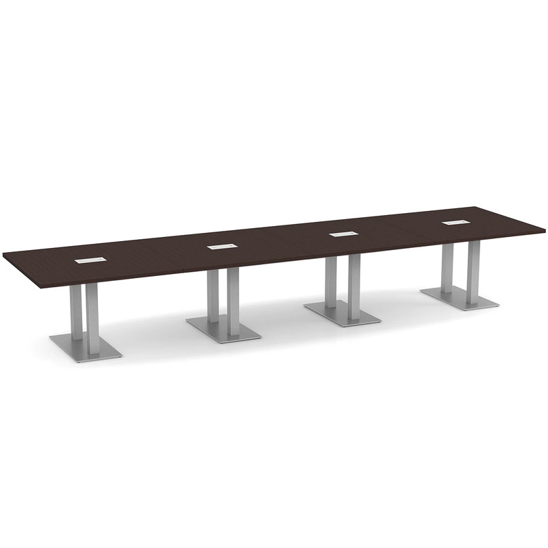 Classic Conference Table 16 Ft with Palmer Brushed Double Base - Espresso