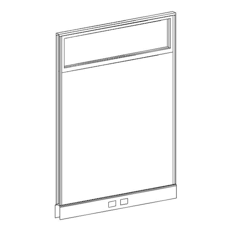 PGF6748 POWER Glazed Webb Panel - 67"H x 48"W Aspen Fabric, Silver