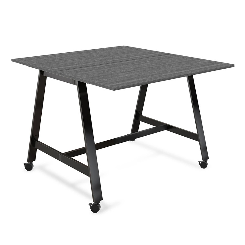 Signature Bistro Benching Table 60" x 60" - Newport Grey with Black Legs