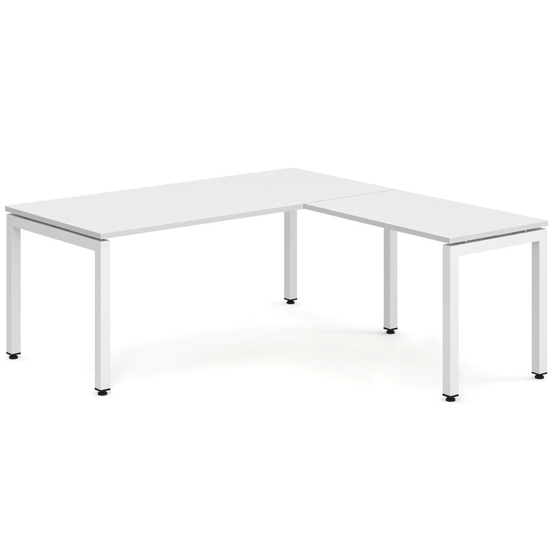 Elements L-Shape Desk 84" x 72" x 36"D - White with White Legs