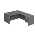 Classic L-Shape Desk 77" x 60" with Box/File Pedestal - Newport Grey
