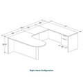 Classic U-Shape Bullet Executive Workstation 101" x 71" Right Hand with Box/File Pedestal - Modern Walnut with Silver Post Finish