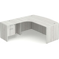 Classic L-Shape Bowfront Workstation 83" x 71" with Left Hand Return and Box/File Pedestal - Silver Birch