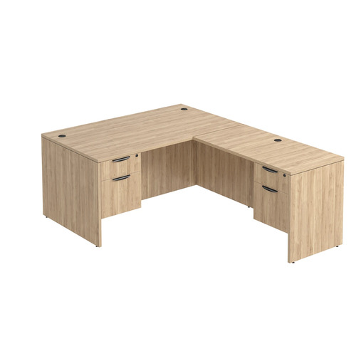 Classic L-Shape Desk 77" x 60" with 2 Box/File Pedestals - Aspen