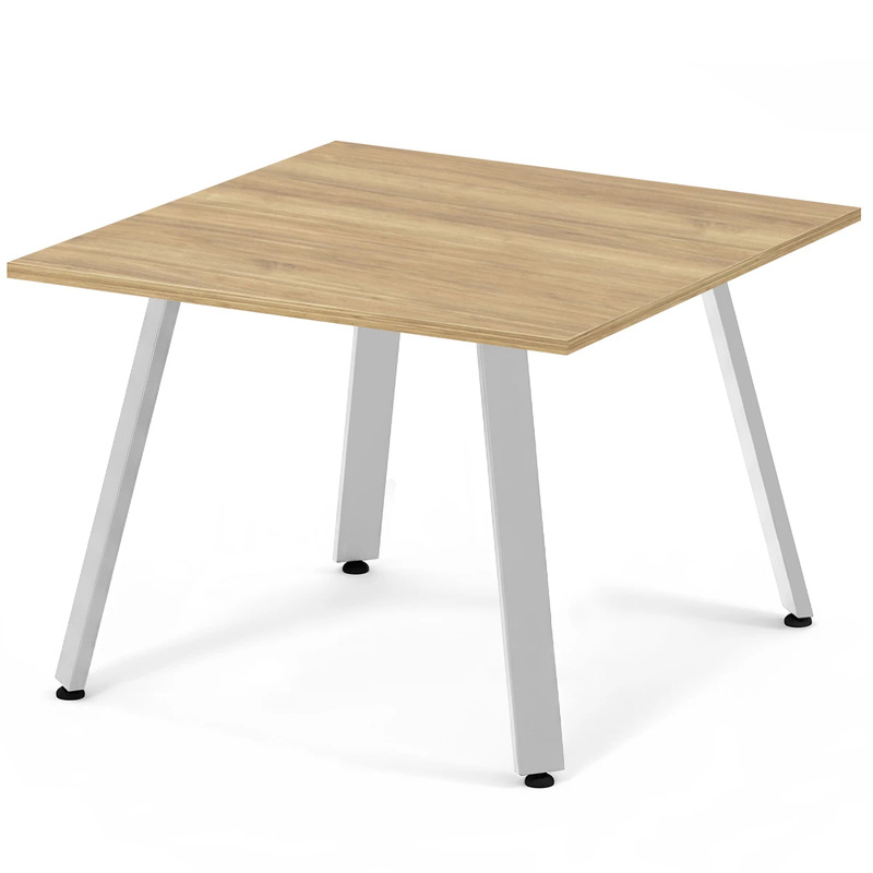 Signature Square Meeting Table 42" - Aspen with Silver Metal Legs