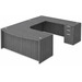 CLAUD1012R- Right-Handed Classic U-Shape Bowfront Executive Workstation 71" W x 107" D with Box/Box/File Pedestal- Coastal Gray