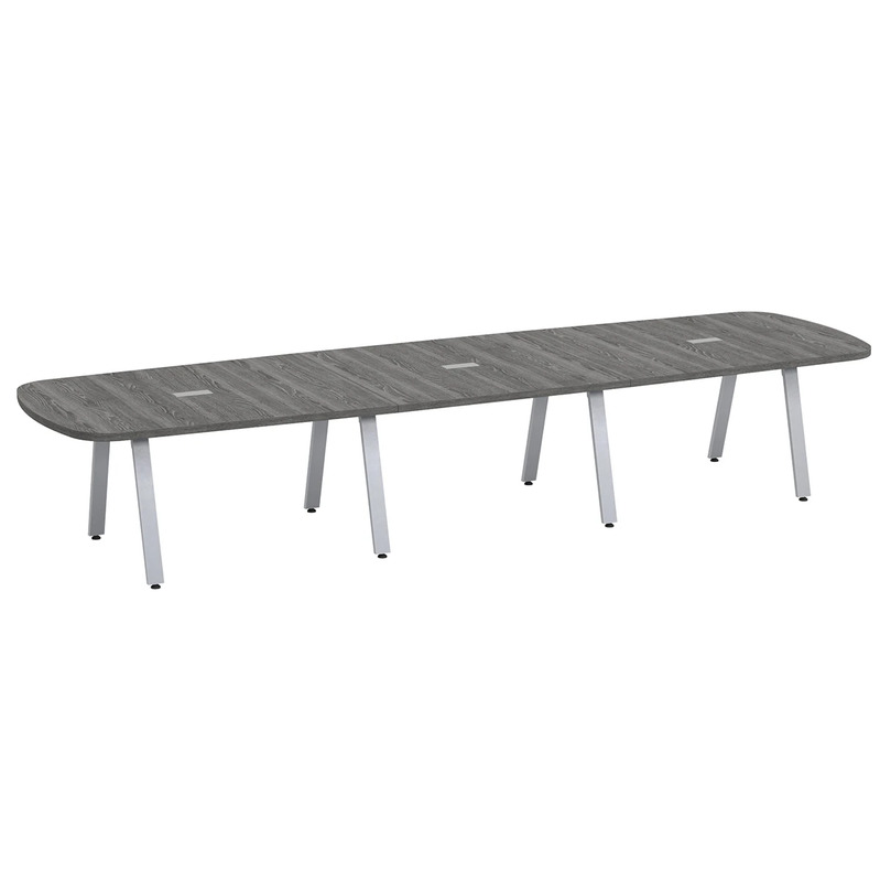 Signature Arena Conference Table 14 Foot - Newport Grey with Silver Metal Legs