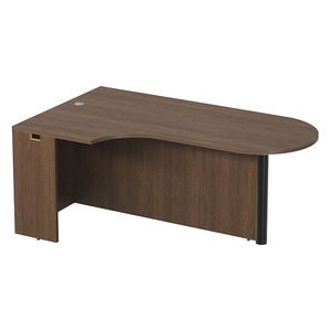 PL133L CORNER EXT. BULLET DESK w/POST - LEFT- Modern Walnut & Black