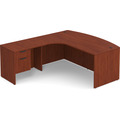 Classic L-Shape Bowfront Workstation 83" x 71" with Left Hand Return and Box/File Pedestal - Cherry