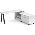 Signature L-Shape Desk 71" x 72" - White with Black Legs