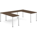 Elements U-Shape Desk 102" x 72" - Modern Walnut with White Legs