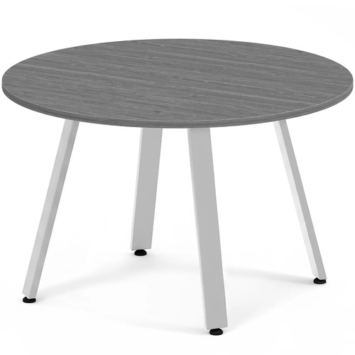 Signature Round Meeting Table 48" - Newport Grey with Silver Metal Legs