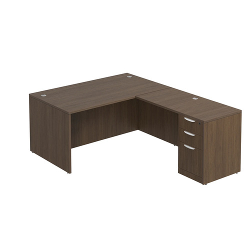 Classic L-Shape Desk 77" x 60" with Box/Box/File Pedestal - Modern Walnut