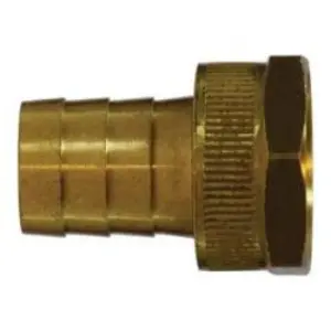Short Shank Female End Hex Adapter with Hex Nut, 3/4-in Garden Hose Barbed x 3/4-in FGH,