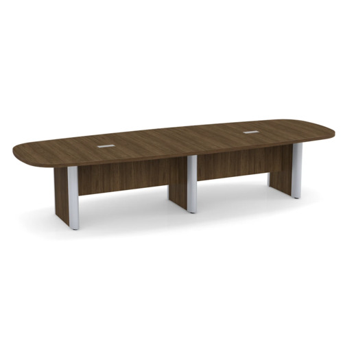Classic Plus Arena 12 Ft Conference Table - Modern Walnut with Silver Metal Accents