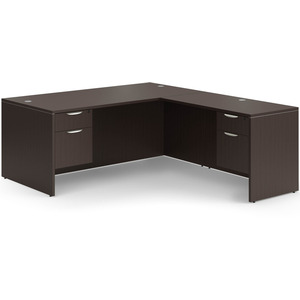CLALD1039- Classic L-Shape Desk 66" W x 30" D with 47" Return and 2 Box/File Pedestals- Espresso