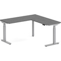 Enhance Electric Height-Adjustable L-Shape Desk 60" X 60" - Newport Grey with Silver Base