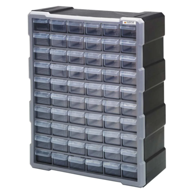 Drawer Cabinet - Plastic - 15" x 6-1/4" x 18-3/4" - 60 Drawer - Black