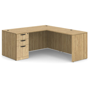 CLALD1046- Classic L-Shape Desk 71" W x 36" D with 47" Return and Box/Box/File Pedestal- Aspen